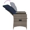 vidaXL Καναπές Κήπου Διθέσιος Ανακλινόμενος με Τραπέζι από Γκρι Συνθετικό Ρατάν