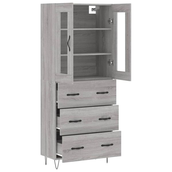 vidaXL Ντουλάπι Γκρι Sonoma 69,5 x 34 x 180 εκ. Επεξεργασμένο Ξύλο