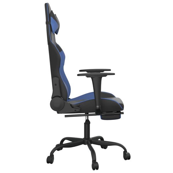 vidaXL Καρέκλα Gaming Μασάζ Υποπόδιο Μαύρο/μπλε από Συνθετικό Δέρμα