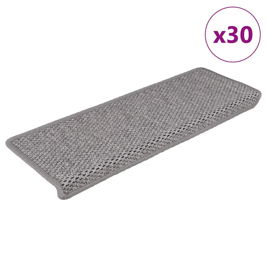 vidaXL Πατάκια Σκάλας Αυτοκόλ. 30 τεμ. Όψη Σιζάλ Πλατίνα 65x21x4 εκ.