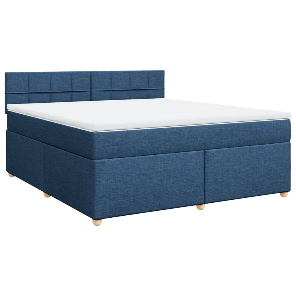 vidaXL Κρεβάτι Boxspring με Στρώμα Μπλε 180x200 εκ. Υφασμάτινο