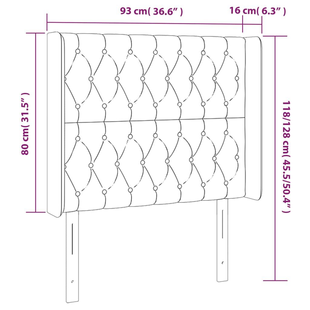 vidaXL Κεφαλάρι Κρεβατιού LED Σκούρο Γκρι 93x16x118/128εκ. Υφασμάτινο