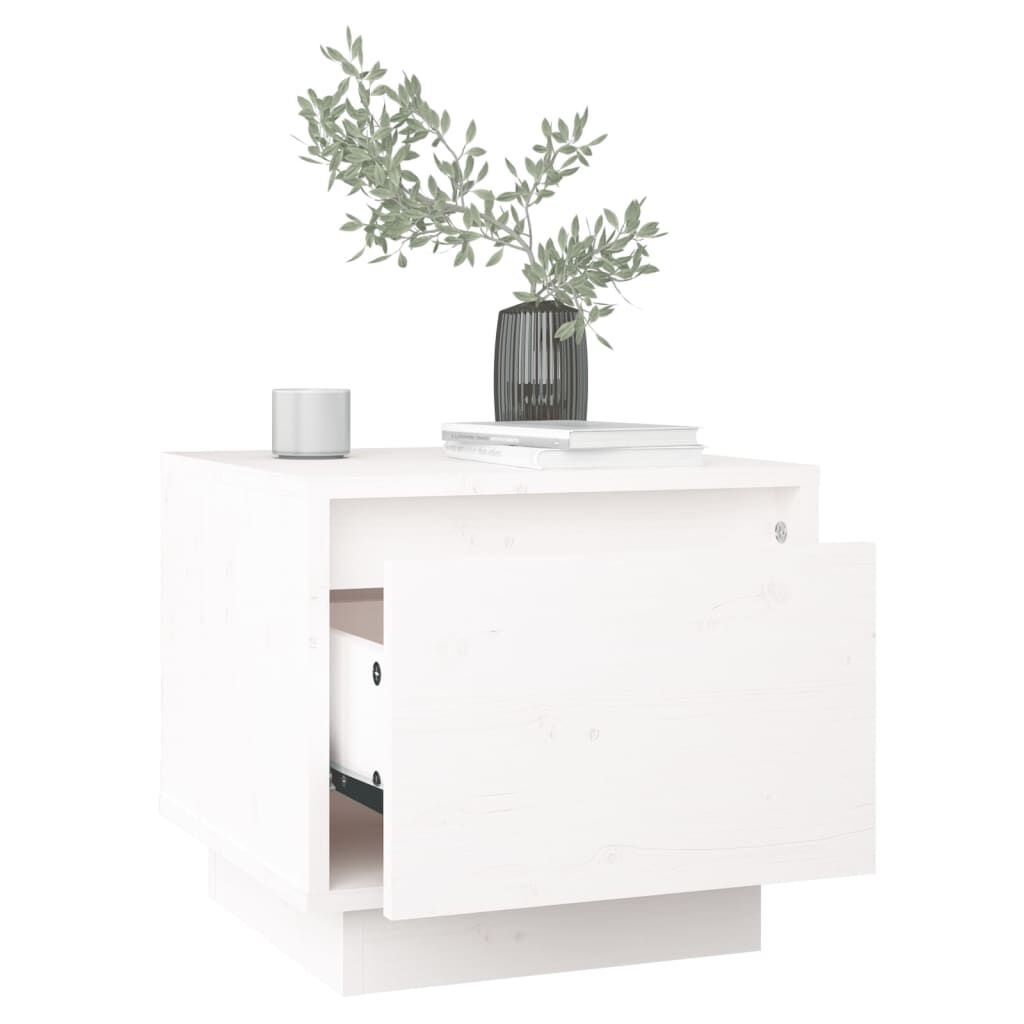vidaXL Κομοδίνο Λευκό 35 x 34 x 32 εκ. από Μασίφ Ξύλο Πεύκου