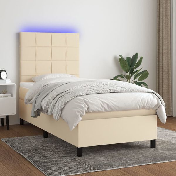 vidaXL &Kappa;&rho;&epsilon;&beta;ά&tau;&iota; Boxspring &mu;&epsilon; &Sigma;&tau;&rho;ώ&mu;&alpha; & LED &Kappa;&rho;&epsilon;&mu; 100x200 &epsilon;&kappa;. &Upsilon;&phi;&alpha;&sigma;&mu;ά&tau;&iota;&nu;&omicron;