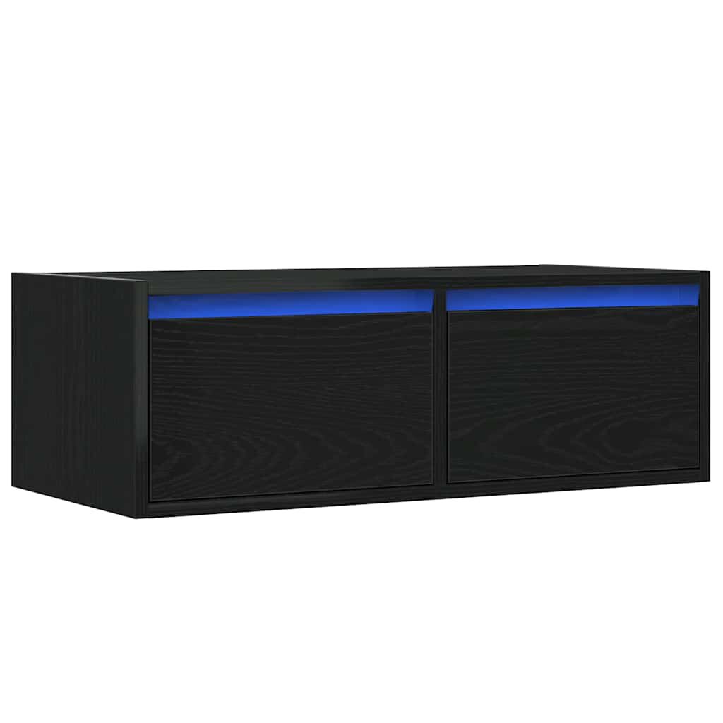 vidaXL Έπιπλο Τηλεόρασης με LED Μαύρη βελανιδιά 75x35,5x25 εκ.