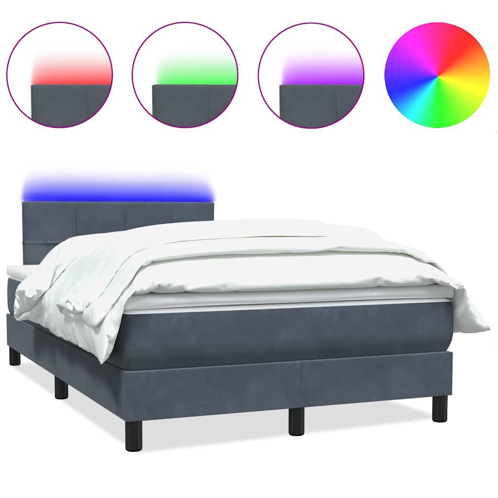 vidaXL Κρεβάτι Boxspring με Στρώμα Σκούρο Γκρι 120x210 εκ. Βελούδινο