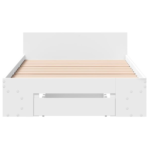 vidaXL Πλαίσιο Κρεβατιού με Συρτάρια Λευκό 75x190εκ Επεξεργασμένο Ξύλο