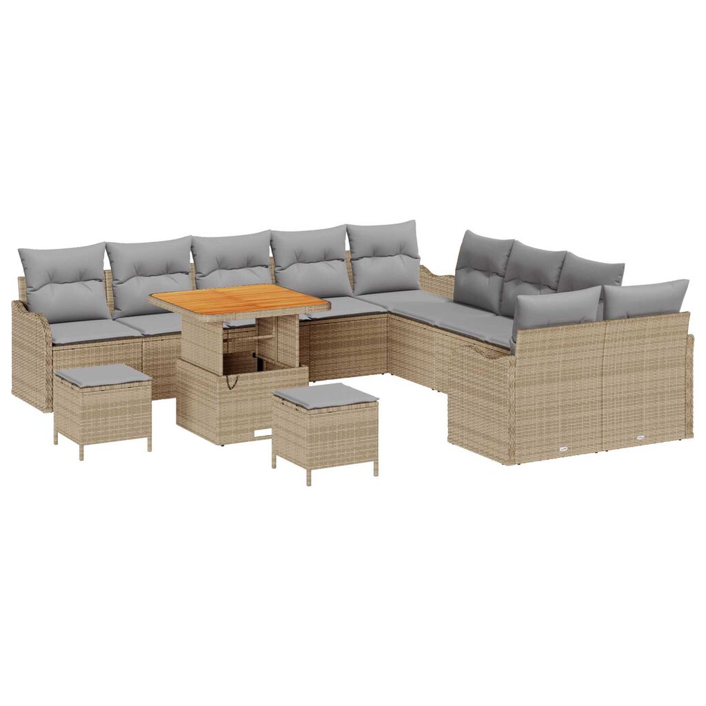 vidaXL Σετ Καναπέ Κήπου 13 pcs Μπέζ και Ανοιχτό Γκρι 80 x 80 x 71 cm