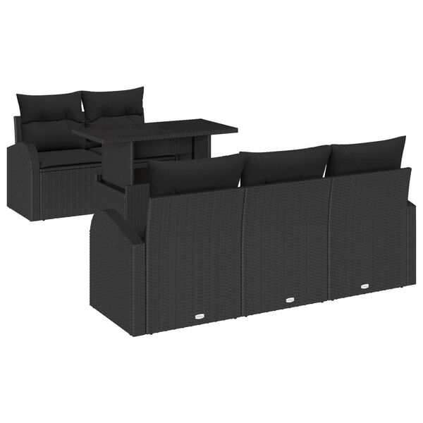 vidaXL Σετ Καναπέ Κήπου 6 pcs Μαύρο 100 x 55 x 73 εκ Πολυ ράταν