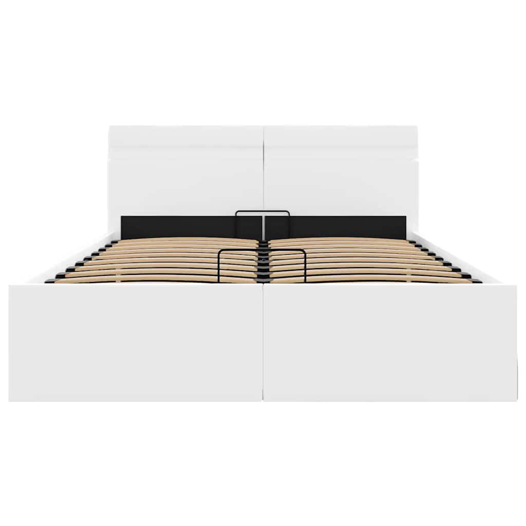 vidaXL Πλαίσιο Κρεβατιού με Αποθ. Χώρο/LED Λευκό 120x200 εκ. Δερματίνη
