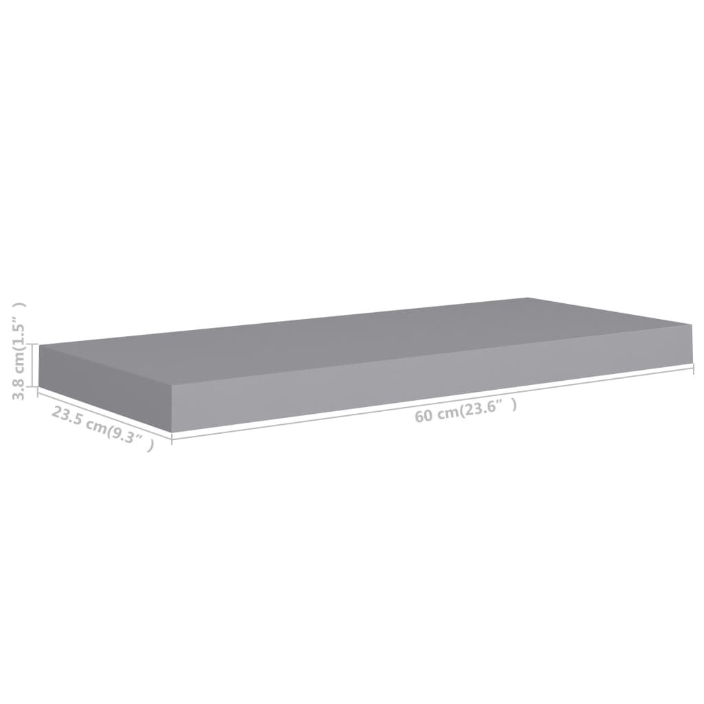 vidaXL Ράφια Τοίχου 2 τεμ. Γκρι 60 x 23,5 x 3,8 εκ. MDF