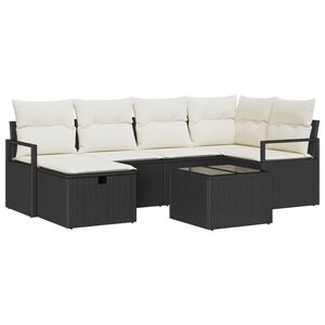 vidaXL &Sigma;&epsilon;&tau; &Kappa;&alpha;&nu;&alpha;&pi;έ &mu;&epsilon; &mu;&alpha;&xi;&iota;&lambda;ά&rho;&iota; 7 pcs &Mu;&alpha;ύ&rho;&omicron; &kappa;&alpha;&iota; &Kappa;&rho;έ&mu;&alpha; &sigma;&upsilon;&nu;&theta;&epsilon;&tau;&iota;&kappa;ό &rho;&alpha;&tau;ά&nu;