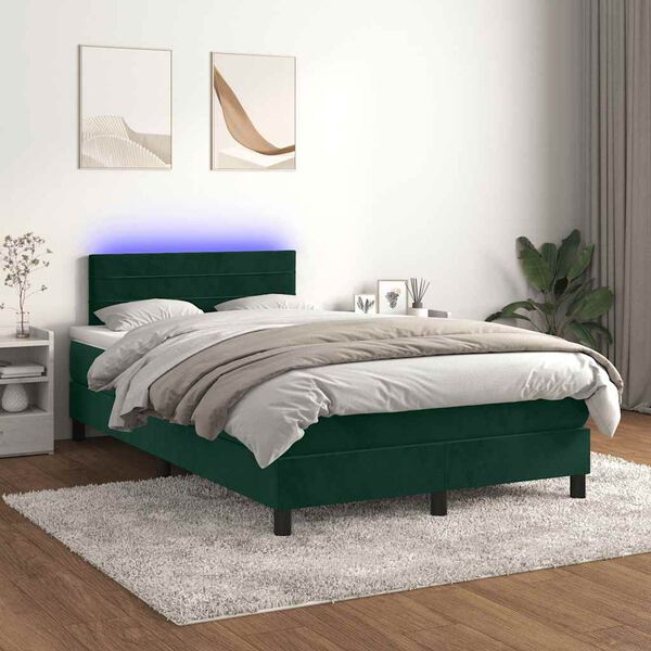 vidaXL &Kappa;&rho;&epsilon;&beta;ά&tau;&iota; Boxspring &mu;&epsilon; &Sigma;&tau;&rho;ώ&mu;&alpha; & LED &Sigma;&kappa;. &Pi;&rho;ά&sigma;&iota;&nu;&omicron; 120x200&epsilon;&kappa; &Beta;&epsilon;&lambda;&omicron;ύ&delta;&omicron;