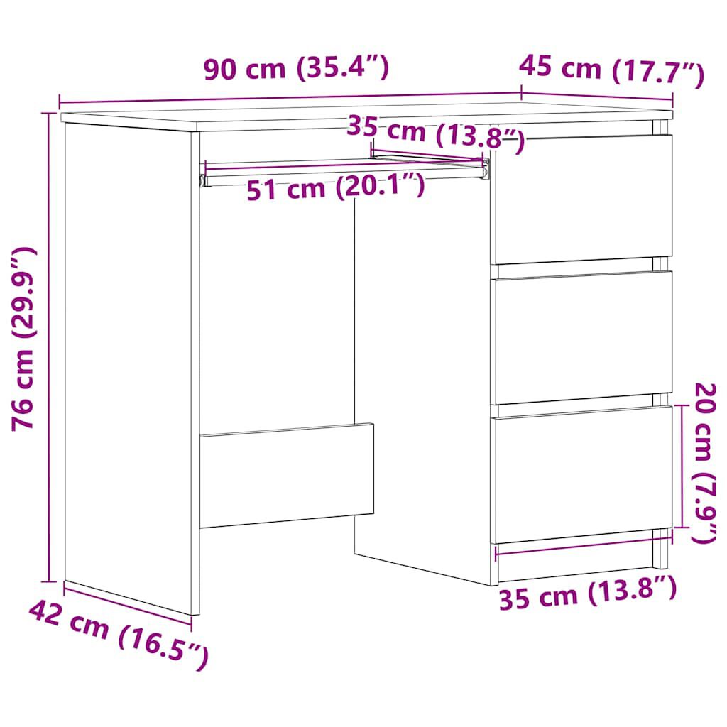 Γραφείο vidaXL Παλιό ξύλο 90x45x76 cm Κατασκευασμένο ξύλο