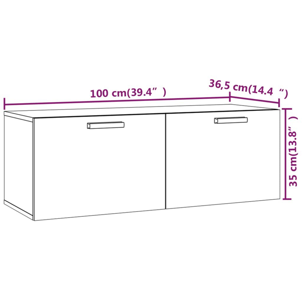 vidaXL Ντουλάπι Γυαλιστερό λευκό100x36,5x35 εκ. από Επεξεργασμένο Ξύλο