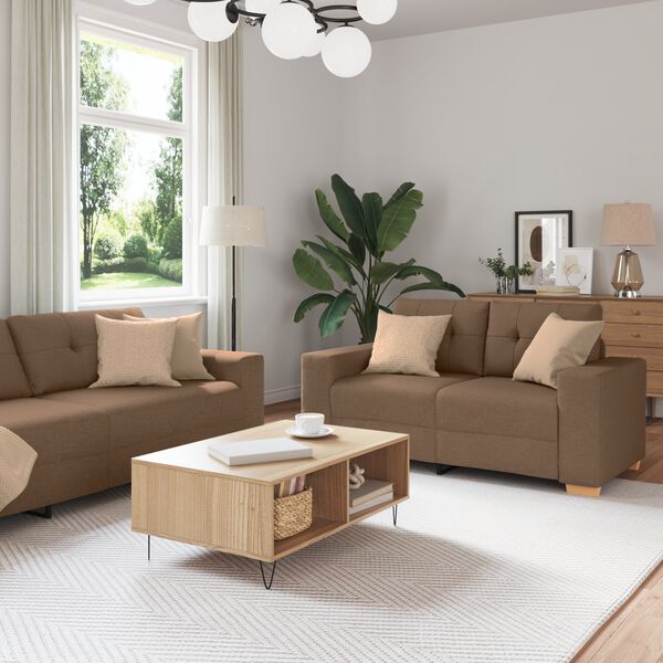 vidaXL Σετ Καναπέ με μαξιλάρι με μαξιλάρι 3 pcs Καφέ ύφασμα
