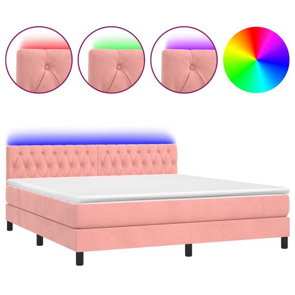 vidaXL &Kappa;&rho;&epsilon;&beta;ά&tau;&iota; Boxspring &mu;&epsilon; &Sigma;&tau;&rho;ώ&mu;&alpha; & LED &Rho;&omicron;&zeta; 180x200 &epsilon;&kappa;. &Beta;&epsilon;&lambda;&omicron;ύ&delta;&iota;&nu;&omicron;