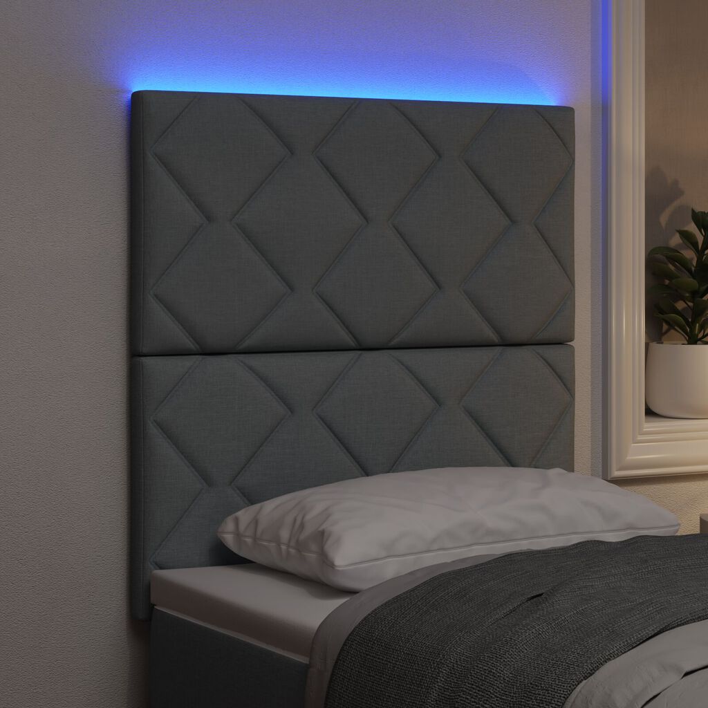 vidaXL LED Κεφαλύρι Διάταξη Διαμαντιών Ανοιχτό Γκρι 80 εκ Ταπετσαρισμένο