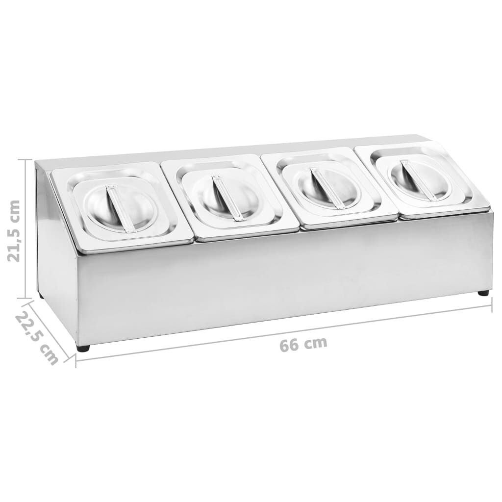 vidaXL Βάση για Λεκάνες Gastronorm με 4 Σκεύη GN 1/6 Ανοξείδωτο Ατσάλι