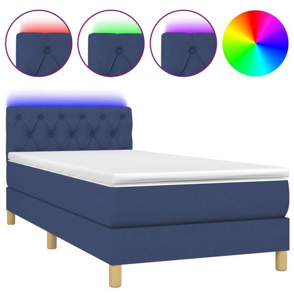 vidaXL &Kappa;&rho;&epsilon;&beta;ά&tau;&iota; Boxspring &mu;&epsilon; &Sigma;&tau;&rho;ώ&mu;&alpha; & LED &Mu;&pi;&lambda;&epsilon; 80x200 &epsilon;&kappa;. &Upsilon;&phi;&alpha;&sigma;&mu;ά&tau;&iota;&nu;&omicron;