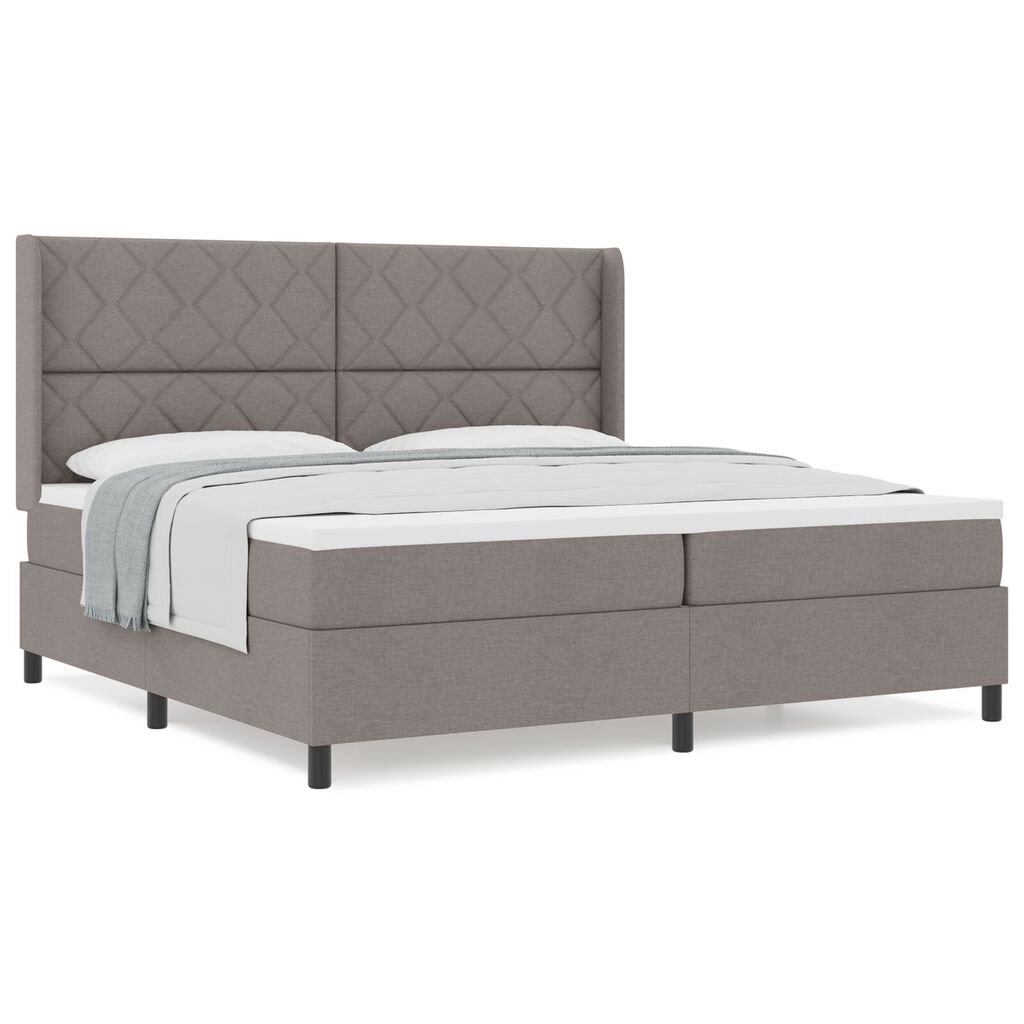 vidaXL Κρεβάτι Box Spring με Στρώμα Taupe 200x200 εκ Υφάσματος