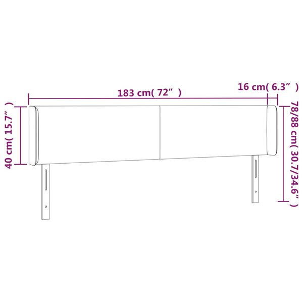 vidaXL Κεφαλάρι Κρεβατιού LED Σκούρο Πράσινο 183x16x78/88εκ. Βελούδινο