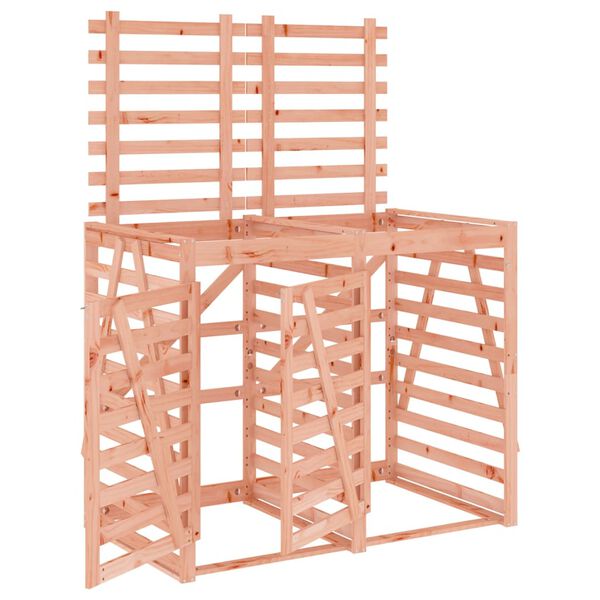 vidaXL Αποθήκευση Τροχήλατου Κάδου Διπλή Μαύρη Μασίφ Ξύλο Ψευδοτσούγκα