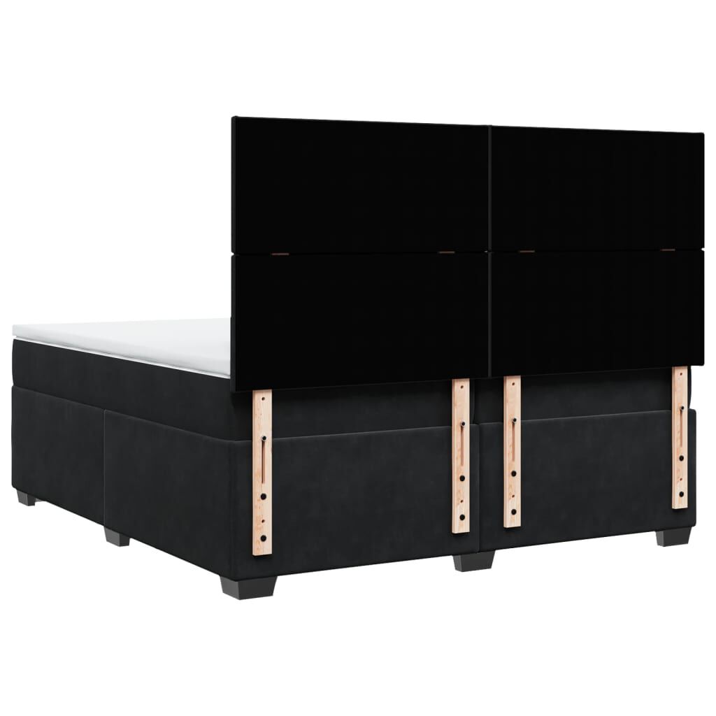 vidaXL Κρεβάτι Boxspring με Στρώμα Μαύρο 200x200 εκ. Βελούδινο