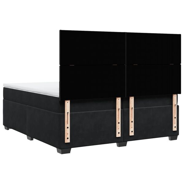 vidaXL Κρεβάτι Boxspring με Στρώμα Μαύρο 200x200 εκ. Βελούδινο