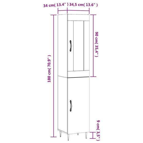 vidaXL Ντουλάπι Καπνιστή δρυς 34,5x34x180 εκ. από Επεξεργασμένο Ξύλο