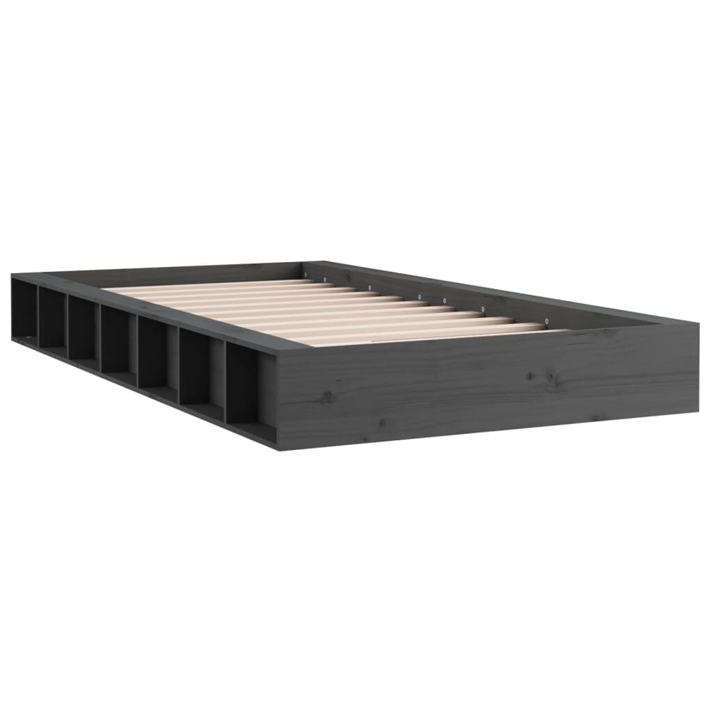 vidaXL Πλαίσιο Κρεβατιού Γκρι 75 x 190 εκ. από Μασίφ Ξύλο Small Single