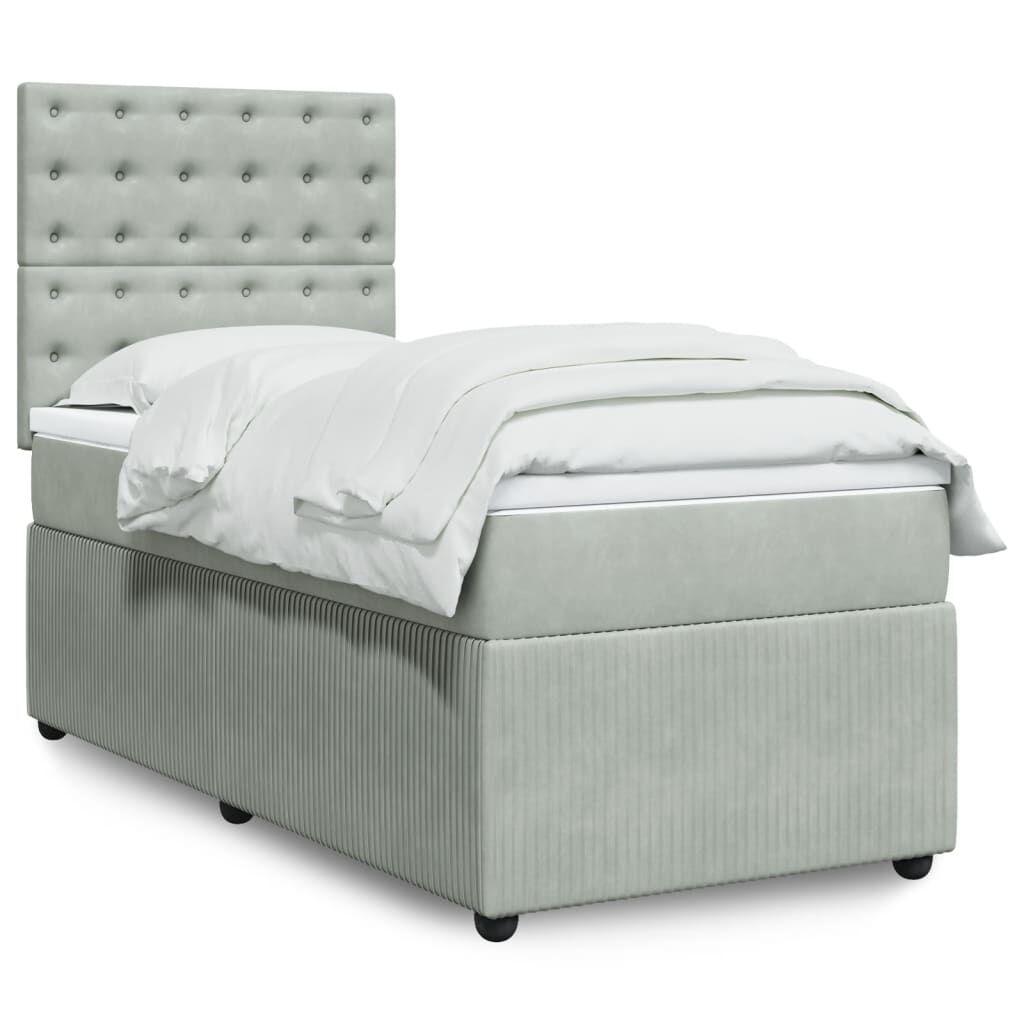 vidaXL Κρεβάτι Boxspring με Στρώμα Ανοιχτό Γκρι 80x200 εκ. Βελούδινο