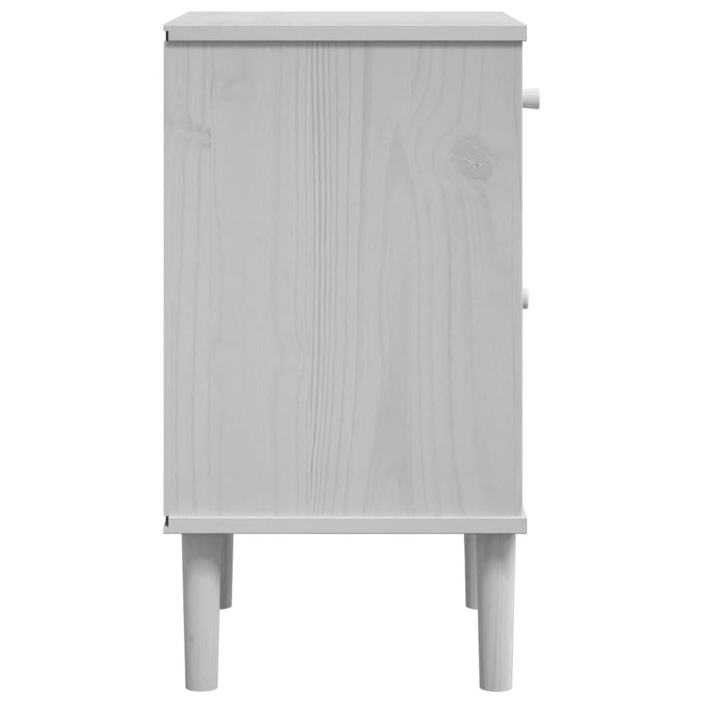 vidaXL Κομοδίνο SENJA Λευκό Όψη Ρατάν 40x35x65εκ από Μασίφ Ξύλο Πεύκου