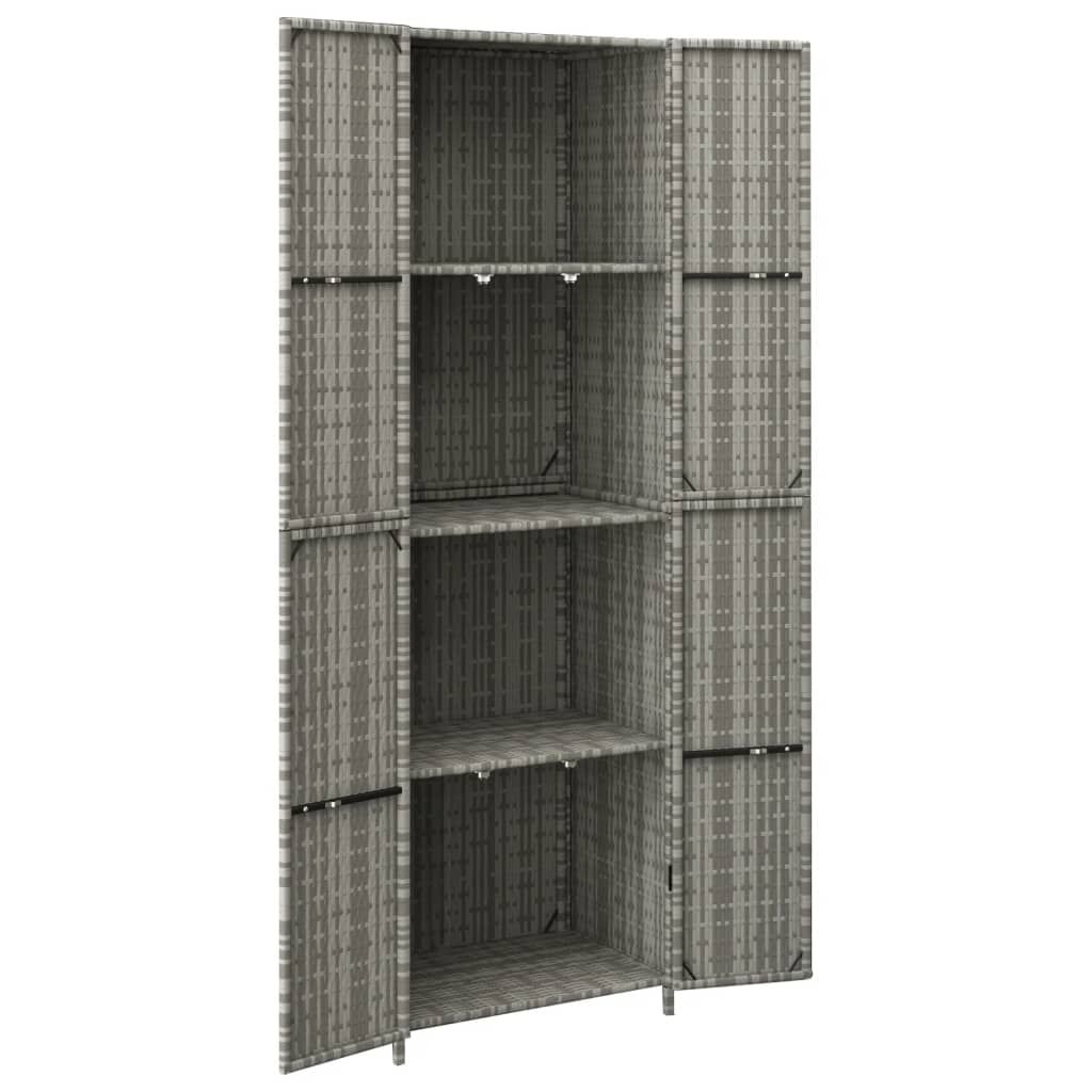 vidaXL Ντουλάπι Αποθήκευσης Κήπου Γκρι 59x40x180 εκ. από Συνθ. Ρατάν