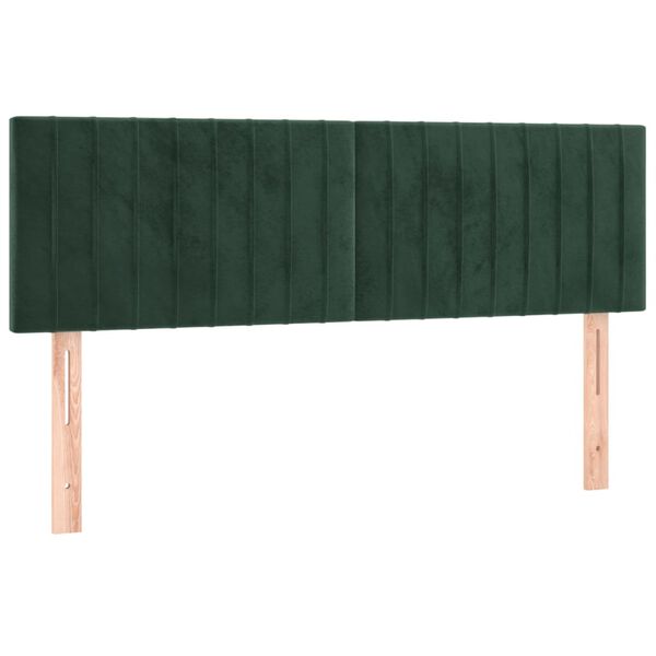 vidaXL Κρεβάτι Boxspring με Στρώμα & LED Σκ. Πράσινο 140x190εκ Βελούδο