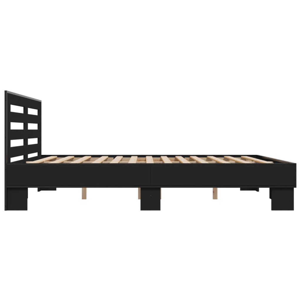 vidaXL Πλαίσιο Κρεβατιού Μαύρο 180 x 200 εκ. Επεξ. Ξύλο & Μέταλλο