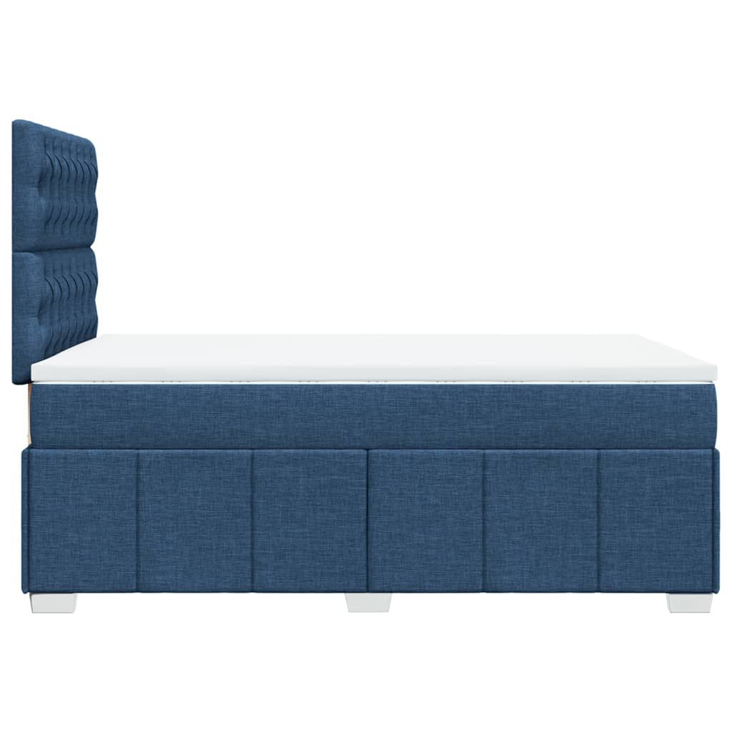 vidaXL Κρεβάτι Boxspring με Στρώμα Μπλε 120x190 εκ. Υφασμάτινο
