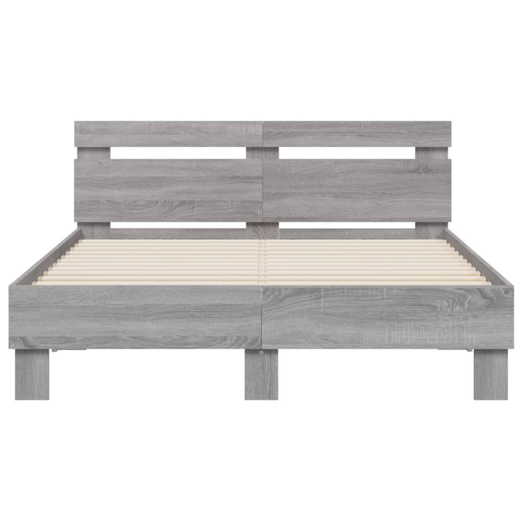 vidaXL Πλαίσιο Κρεβατιού με Κεφαλάρι Γκρι sonoma 120x190εκ. Επεξ. Ξύλο
