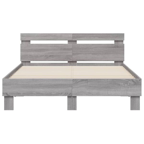 vidaXL Πλαίσιο Κρεβατιού με Κεφαλάρι Γκρι sonoma 120x190εκ. Επεξ. Ξύλο