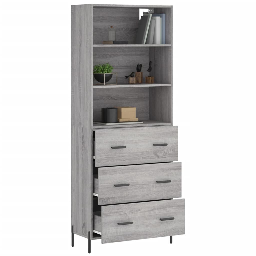 vidaXL Ντουλάπι Γκρι Sonoma 69,5 x 34 x 180 εκ. Επεξεργασμένο Ξύλο