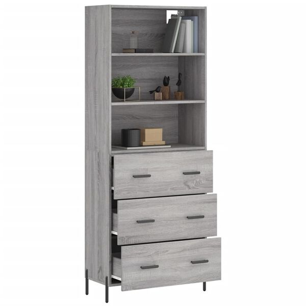 vidaXL Ντουλάπι Γκρι Sonoma 69,5 x 34 x 180 εκ. Επεξεργασμένο Ξύλο