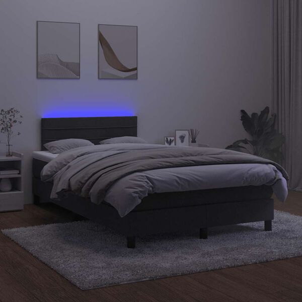 vidaXL &Kappa;&rho;&epsilon;&beta;ά&tau;&iota; Boxspring &mu;&epsilon; &Sigma;&tau;&rho;ώ&mu;&alpha; & LED &Mu;&alpha;ύ&rho;&omicron; 120x190 &epsilon;&kappa;. &Beta;&epsilon;&lambda;&omicron;ύ&delta;&iota;&nu;&omicron;