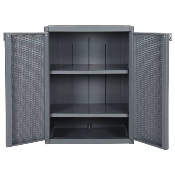 vidaXL Ντουλάπι Αποθήκευσης Κήπου Γκρι 65x45x88 εκ. από Ρατάν PP
