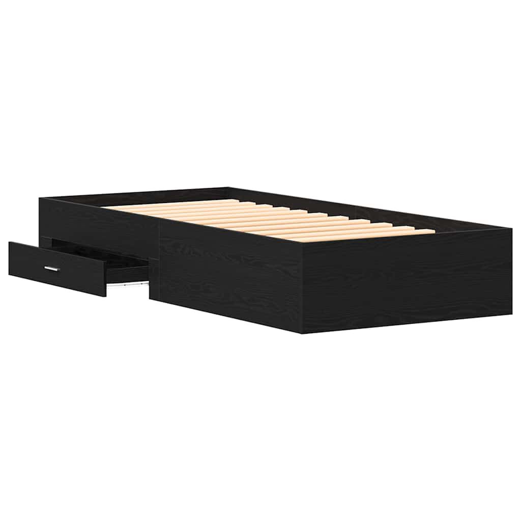 vidaXL Κρεβάτι με Συρτάρια Μαύρη δρυς 90 x 200 cm Επεξεργασμένο ξύλο