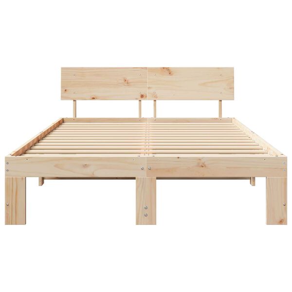 vidaXL Σκελετός Κρεβατιού Καφέ 135 x 190 cm Μασίφ ξύλο πεύκου