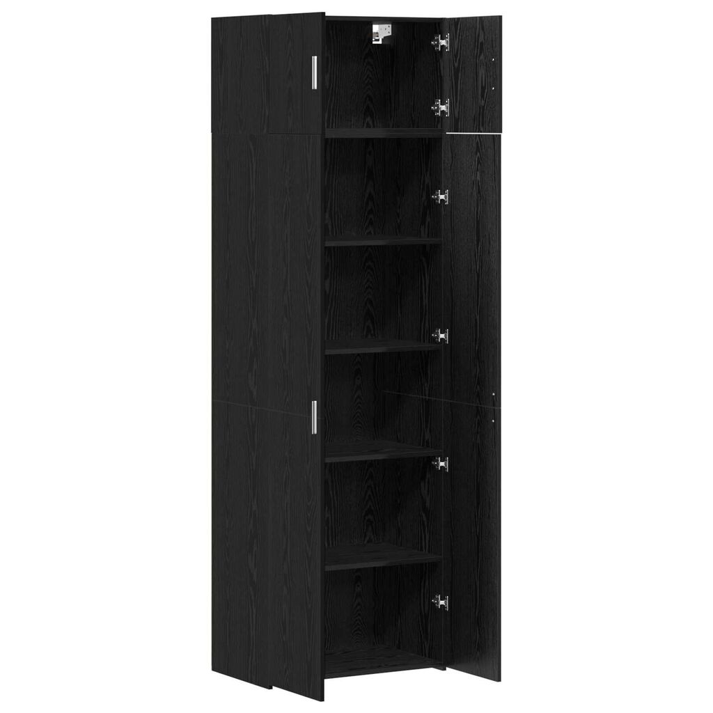 Ντουλάπι Αποθήκευσης vidaXL Μαύρος Δρύς 70x42.5x225 εκ. Επεξεργασμένο Ξύλο