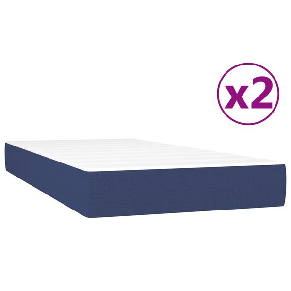 vidaXL Κρεβάτι Boxspring με Στρώμα Μπλε 200x200 εκ. Υφασμάτινο