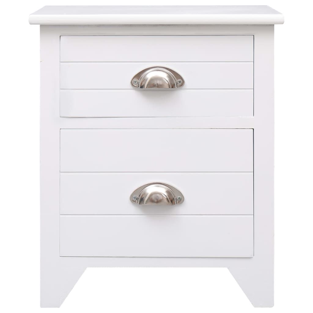 vidaXL Κομοδίνο Λευκό 38 x 28 x 45 εκ. από Ξύλο Παυλώνιας