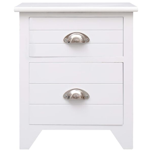 vidaXL Κομοδίνο Λευκό 38 x 28 x 45 εκ. από Ξύλο Παυλώνιας