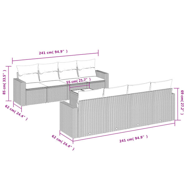 vidaXL &Sigma;&alpha;&lambda;ό&nu;&iota; &Kappa;ή&pi;&omicron;&upsilon; &Sigma;&epsilon;&tau; 9 &Tau;&epsilon;&mu;&alpha;&chi;ί&omega;&nu; &Gamma;&kappa;&rho;&iota; &Sigma;&upsilon;&nu;&theta;&epsilon;&tau;&iota;&kappa;ό &Rho;&alpha;&tau;ά&nu; &mu;&epsilon; &Mu;&alpha;&xi;&iota;&lambda;ά&rho;&iota;&alpha;